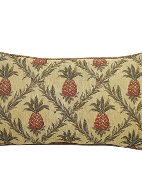 VTG Pineapple Jacquard Tapestry Decorative 18'x11' Lumbar Braided Piping Pillow